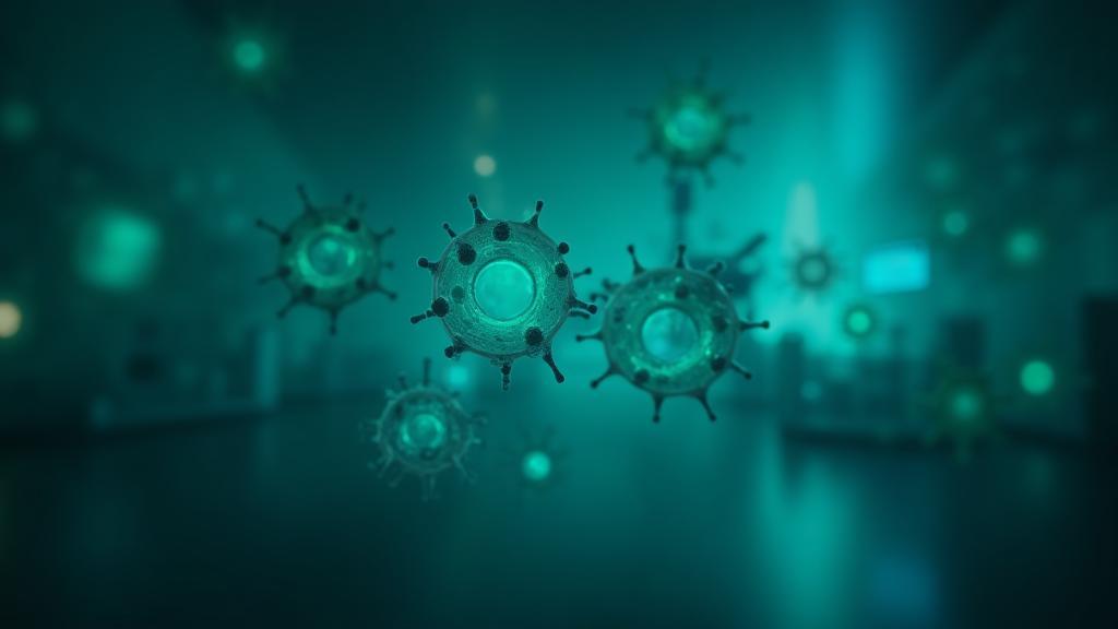 Abstract molecular structure or lab scene in background - Visual representation of biotechnology research