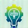 Icon representing scientific expertise with a gear and lightbulb